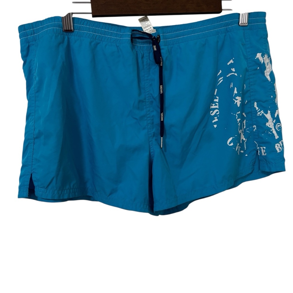 Diesel Men's light blue short Swim Trunks with built in mesh briefs size XL